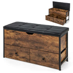 Coffre de rangement ottoman Costway avec couvercle rabattable et coffre en bois - Voir les détails
