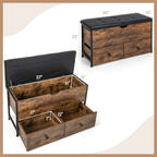 Coffre de rangement ottoman Costway avec couvercle rabattable et coffre en bois - Voir les détails