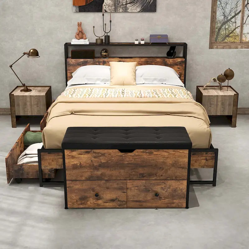 Coffre de rangement ottoman Costway avec couvercle rabattable et coffre en bois - Voir les détails