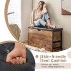 Coffre de rangement ottoman Costway avec couvercle rabattable et coffre en bois - Voir les détails