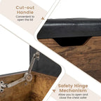 Coffre de rangement ottoman Costway avec couvercle rabattable et coffre en bois - Voir les détails