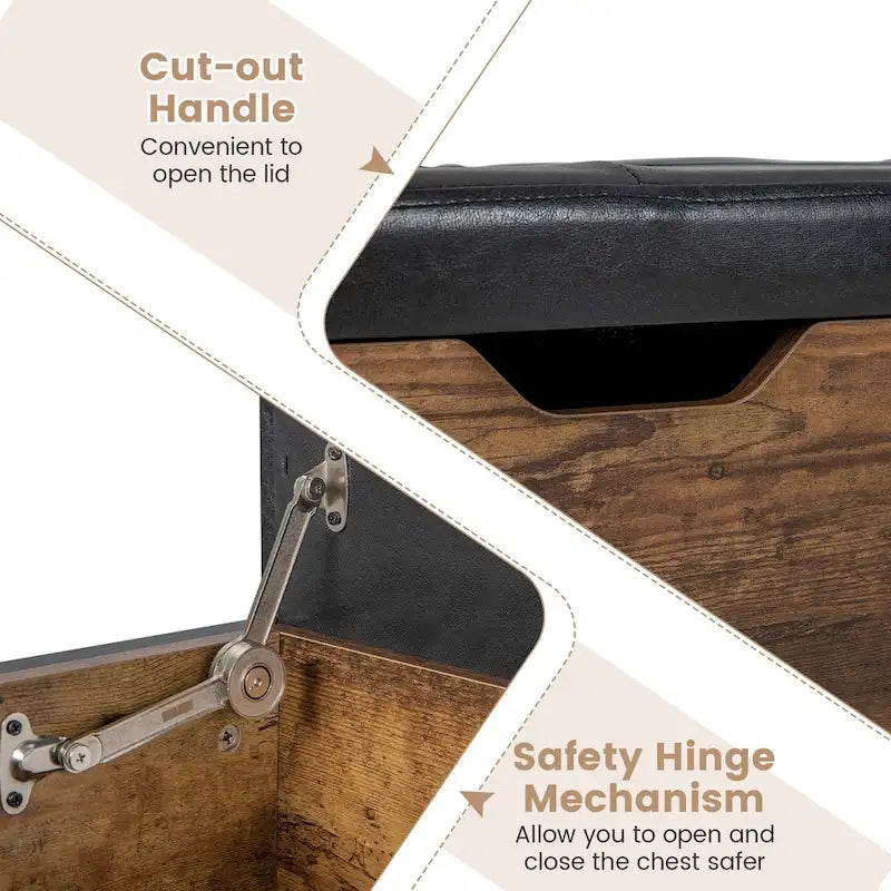 Coffre de rangement ottoman Costway avec couvercle rabattable et coffre en bois - Voir les détails