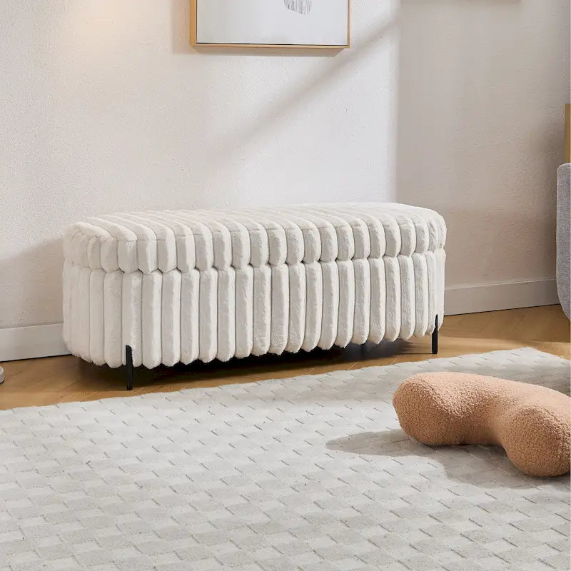 Pouf de rangement surdimensionné de 49,2 cm de large, repose-pieds/banc moderne avec pieds en métal