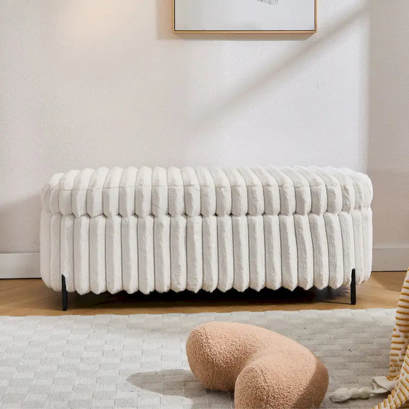 Pouf de rangement surdimensionné de 49,2 cm de large, repose-pieds/banc moderne avec pieds en métal