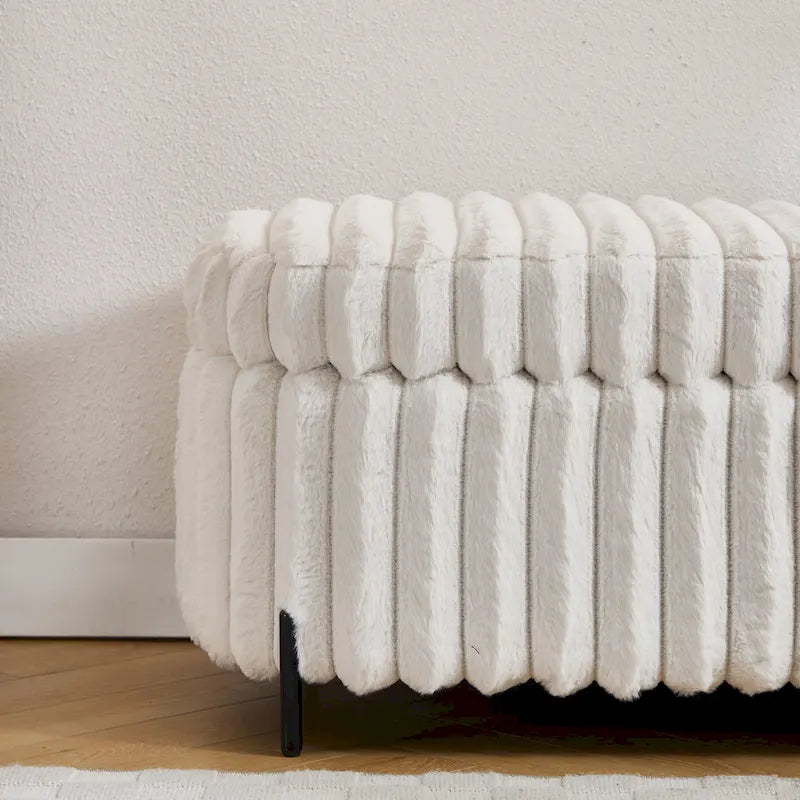 Pouf de rangement surdimensionné de 49,2 cm de large, repose-pieds/banc moderne avec pieds en métal