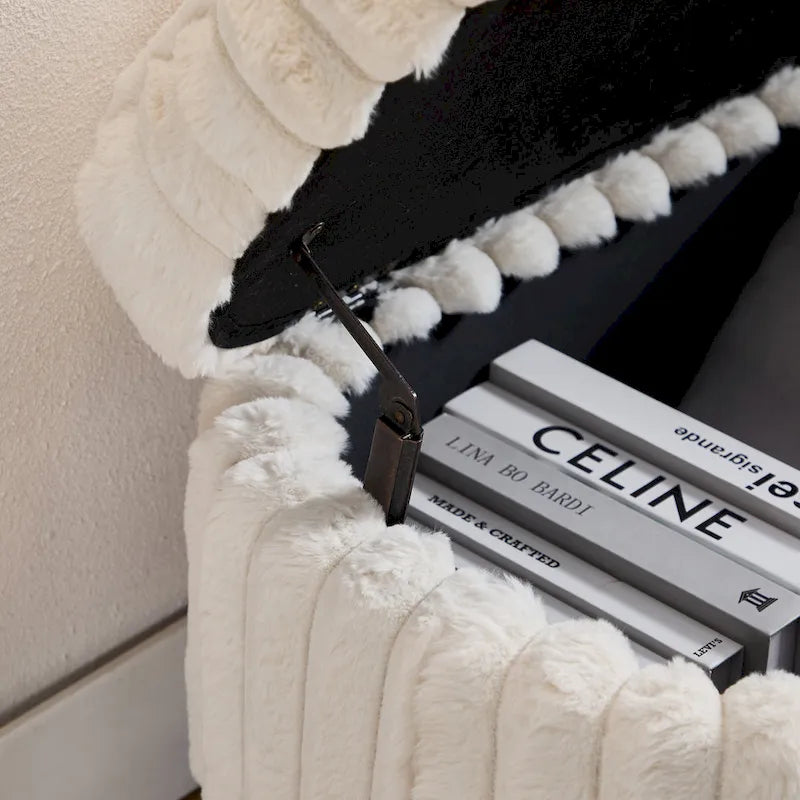 Pouf de rangement surdimensionné de 49,2 cm de large, repose-pieds/banc moderne avec pieds en métal