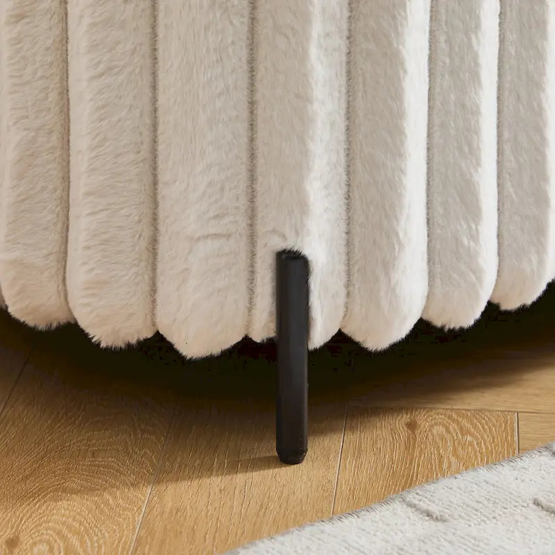 Pouf de rangement surdimensionné de 49,2 cm de large, repose-pieds/banc moderne avec pieds en métal