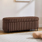 Pouf de rangement surdimensionné de 49,2 cm de large, repose-pieds/banc moderne avec pieds en métal