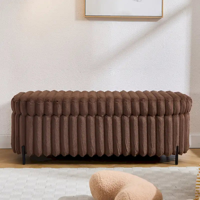 Pouf de rangement surdimensionné de 49,2 cm de large, repose-pieds/banc moderne avec pieds en métal