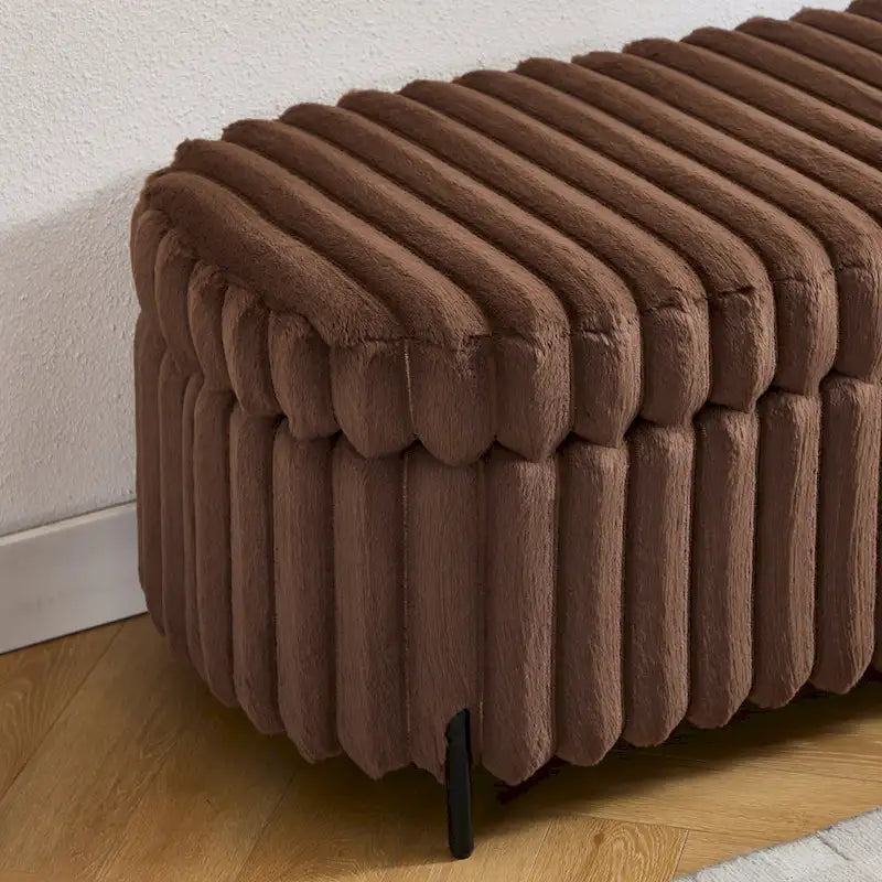 Pouf de rangement surdimensionné de 49,2 cm de large, repose-pieds/banc moderne avec pieds en métal