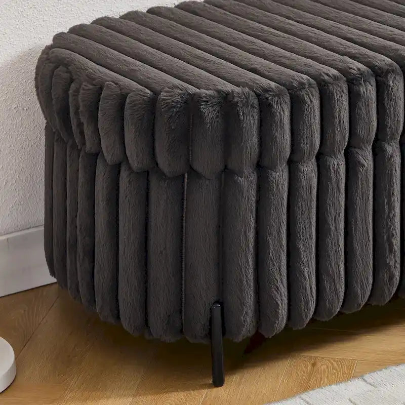 Pouf de rangement surdimensionné de 49,2 cm de large, repose-pieds/banc moderne avec pieds en métal