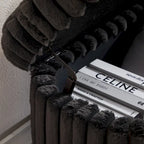 Pouf de rangement surdimensionné de 49,2 cm de large, repose-pieds/banc moderne avec pieds en métal