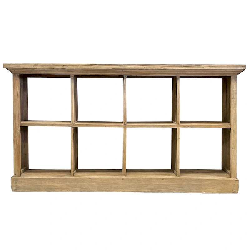 Buffet en bois flotté avec 8 étagères et 4 paniers en rotin - 67 - Marron