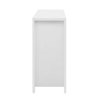 Buffet à motif ondulé doté de 4 portes, 2 tiroirs et 3 étagères réglables, orné d'élégantes poignées arquées en aluminium.