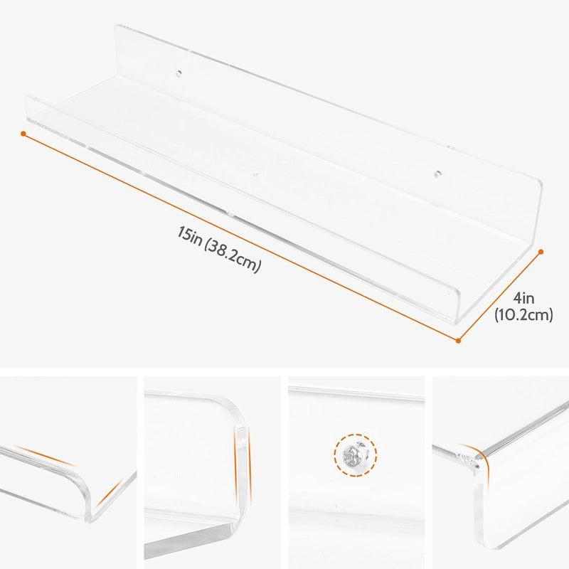 Étagères murales flottantes en acrylique transparent, idéales pour la salle de bain, la chambre, le salon et la cuisine.