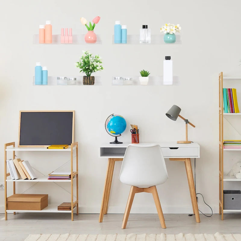 Étagères murales flottantes en acrylique transparent, idéales pour la salle de bain, la chambre, le salon et la cuisine.