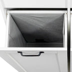 Armoire de rangement haute pour salle de bain avec portes et étagère, meuble de salle de bain autoportant, panier à linge basculant