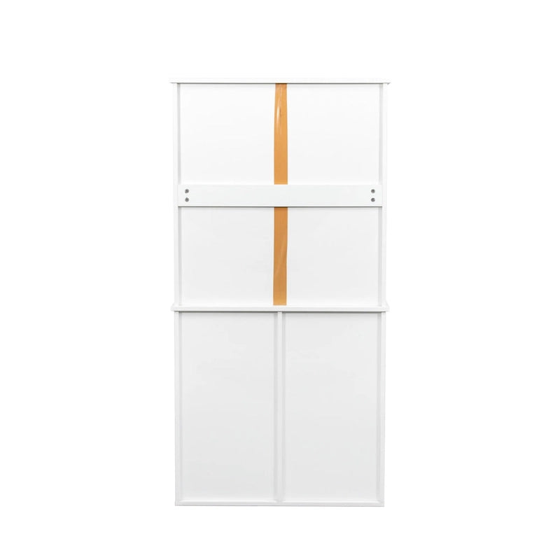 Armoire de rangement haute pour salle de bain avec portes et étagère, meuble de salle de bain autoportant, panier à linge basculant