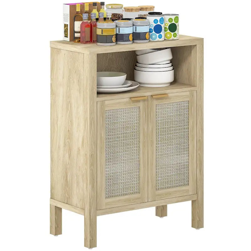 Buffet HOMCOM avec rangement, meuble d'appoint moderne à 2 portes et étagère réglable, table de buffet autoportante