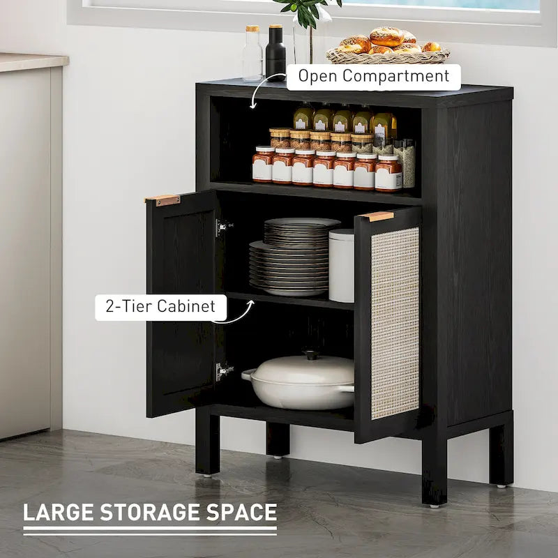 Buffet HOMCOM avec rangement, meuble d'appoint moderne à 2 portes et étagère réglable, table de buffet autoportante