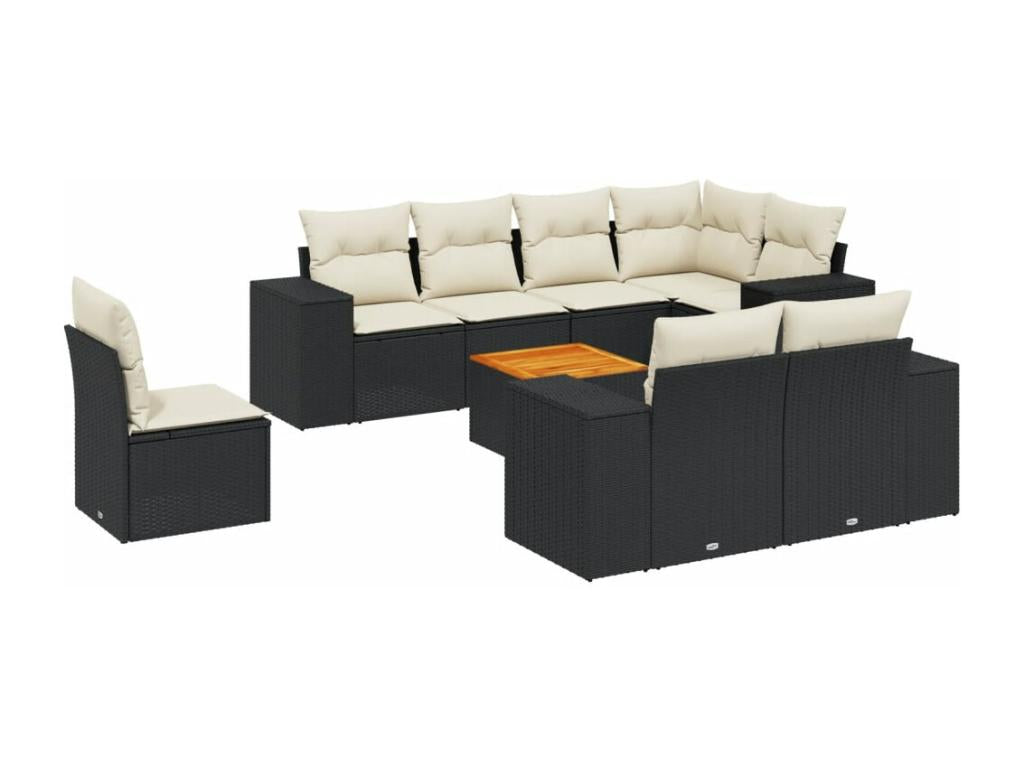 Ensemble de mobilier de jardin en résine tressée noire - dlz1766459795493