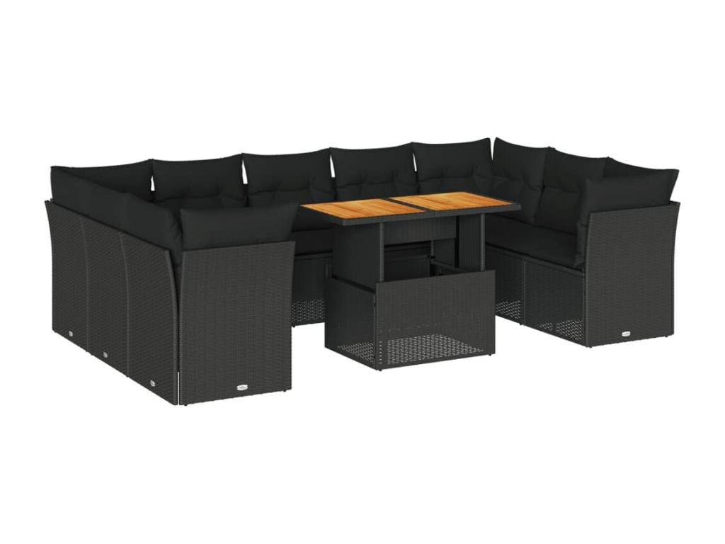 Ensemble de mobilier de jardin en résine tressée noire - dlz1766459200559