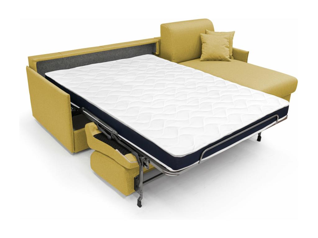 Canapé-lit en tissu jaune, 140 x 197 cm