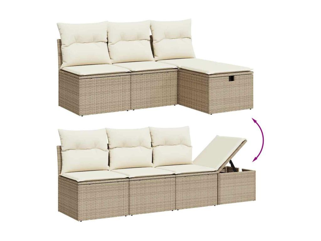 Ensemble de mobilier de jardin en résine tressée beige - dlz1766459472350