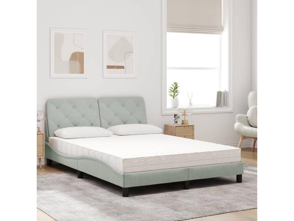 Matelas en velours gris, 140 x 200 cm