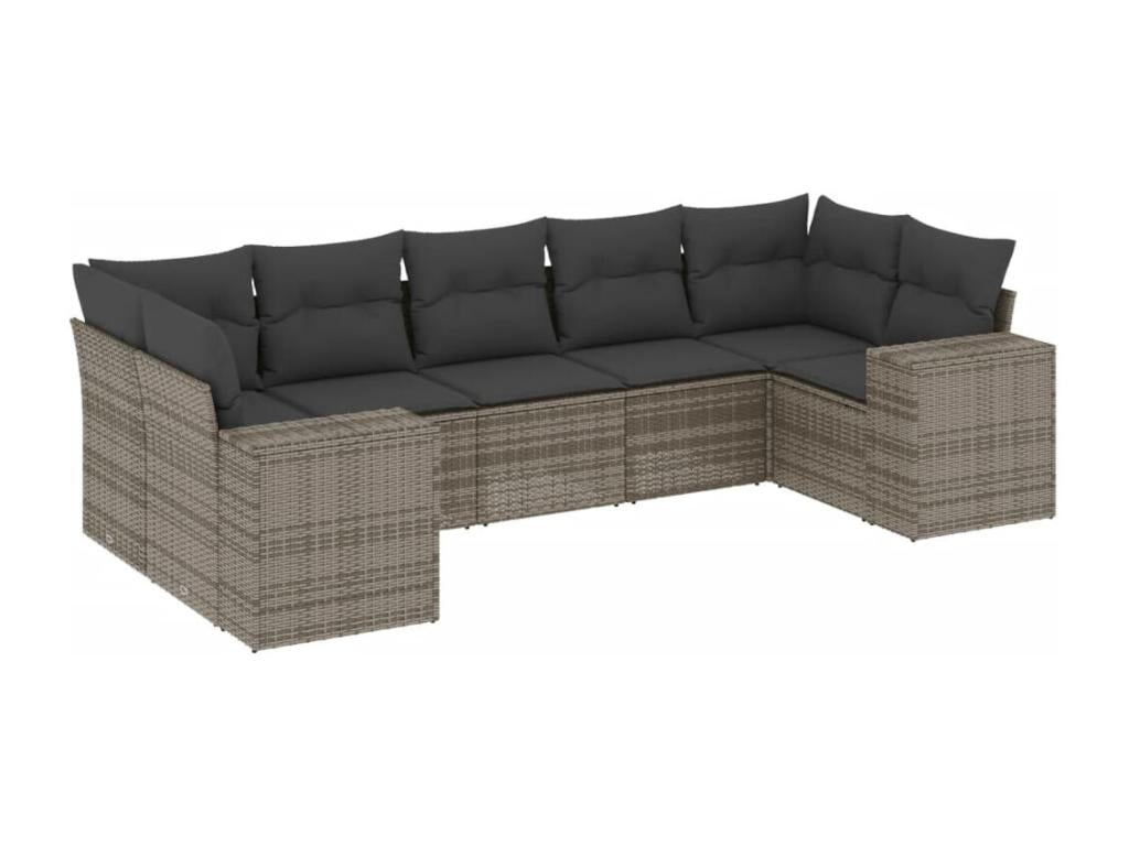 Ensemble de mobilier d'extérieur en résine tressée grise