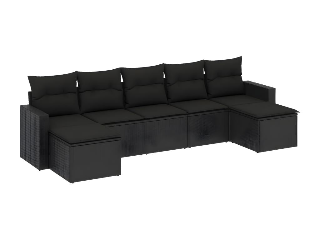 Ensemble de mobilier de jardin en résine tressée noire - dlz1766460114777