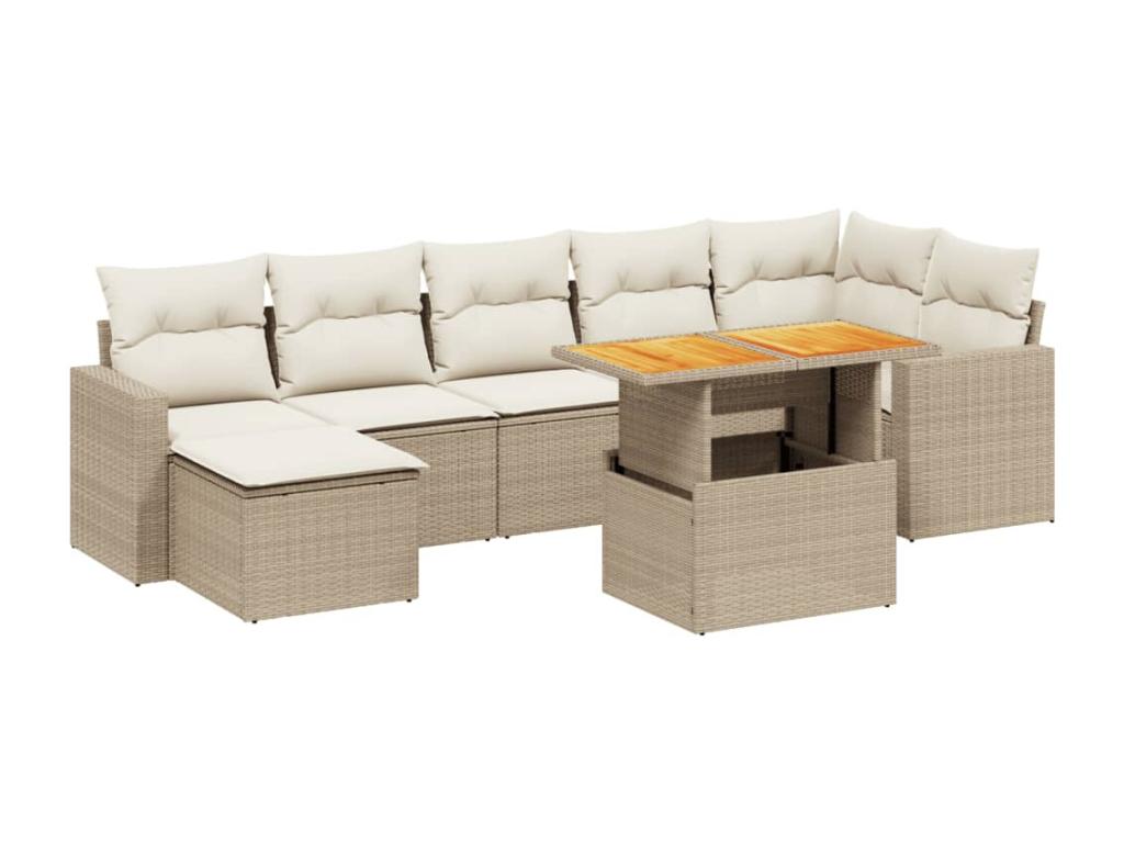 Ensemble de mobilier de jardin en résine tressée beige - dlz1766459329412