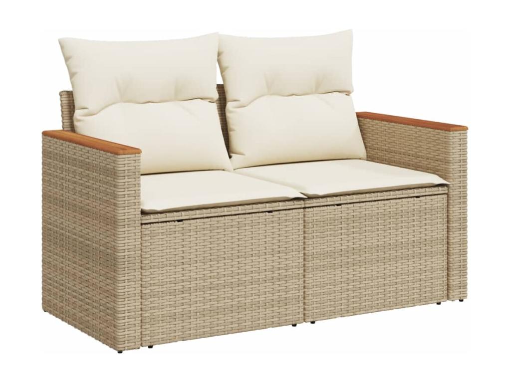Ensemble de mobilier de jardin en résine tressée beige - dlz1766459213683