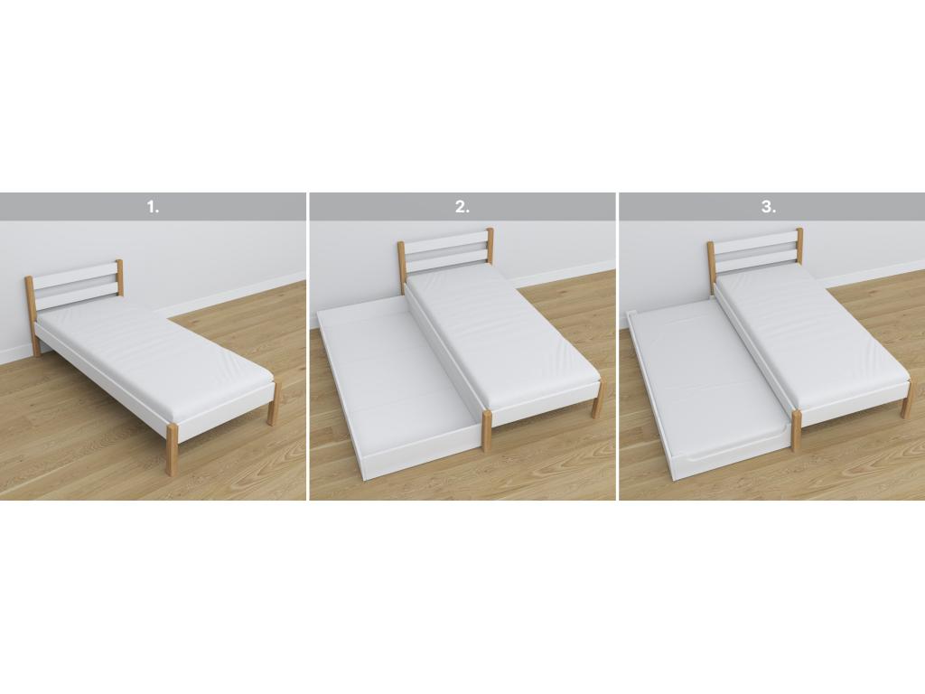 Lit en chêne blanc, 100 x 180 cm