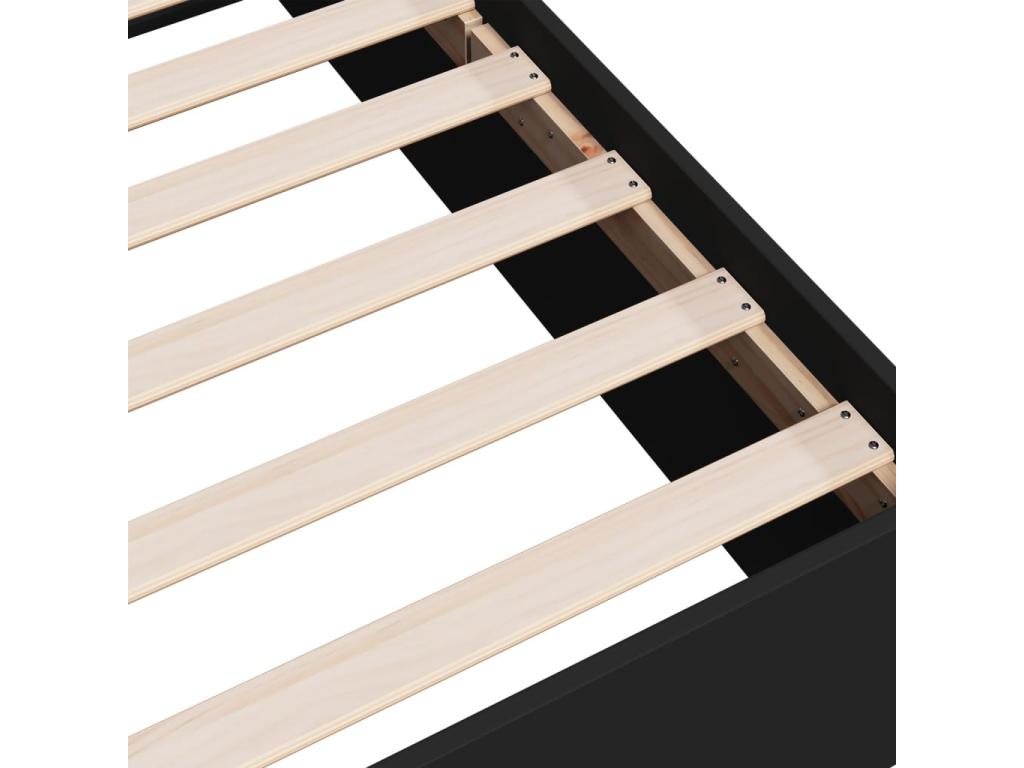 Cadre de lit en bois d'ingénierie noir, 90 x 200 cm