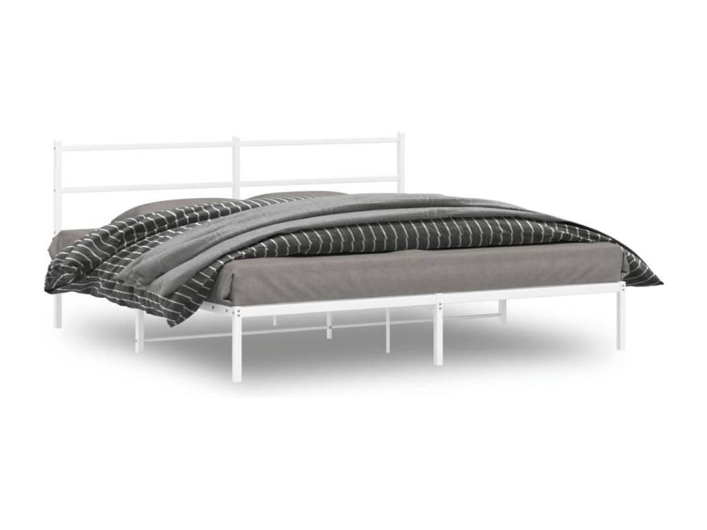 Cadre de lit en métal blanc, 180 x 200 cm