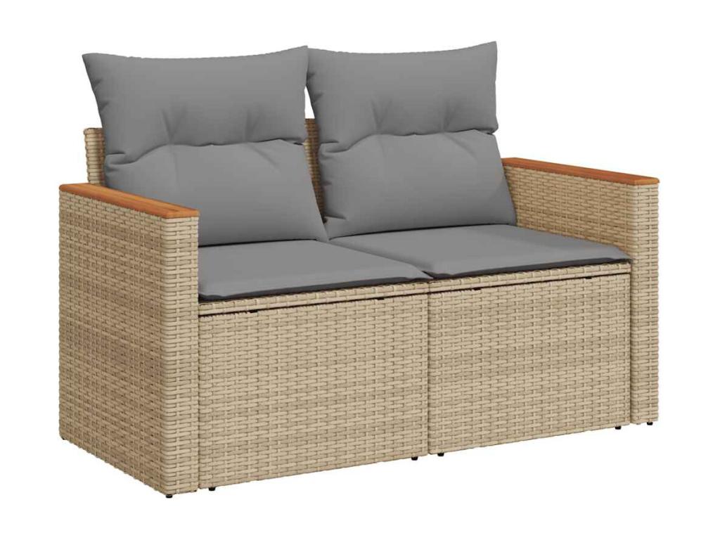 Ensemble de mobilier de jardin en résine tressée beige - dlz1766459373728