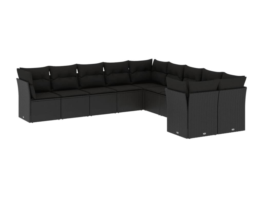 Ensemble de mobilier de jardin en résine tressée noire - dlz1766459463953
