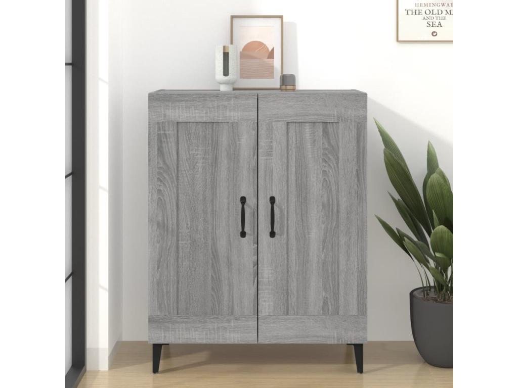 Buffet en bois d'ingénierie gris, 69,5 x 34 x 90 cm