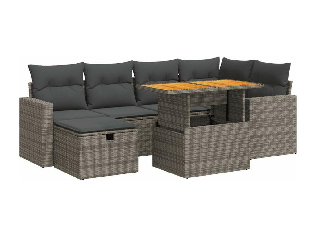 Ensemble de mobilier de jardin en résine tressée grise - dlz1766459925125