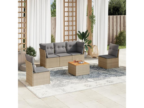 Ensemble de mobilier de jardin en résine tressée beige - dlz1766459220403