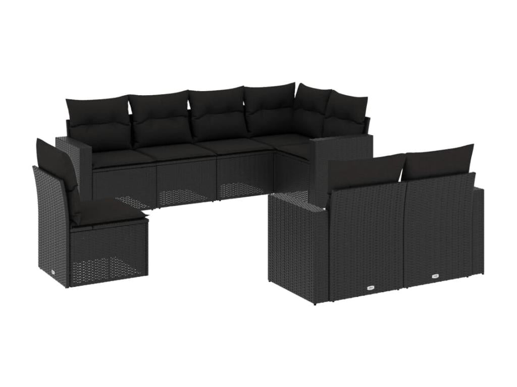 Ensemble de mobilier de jardin en résine tressée noire - dlz1766460083282