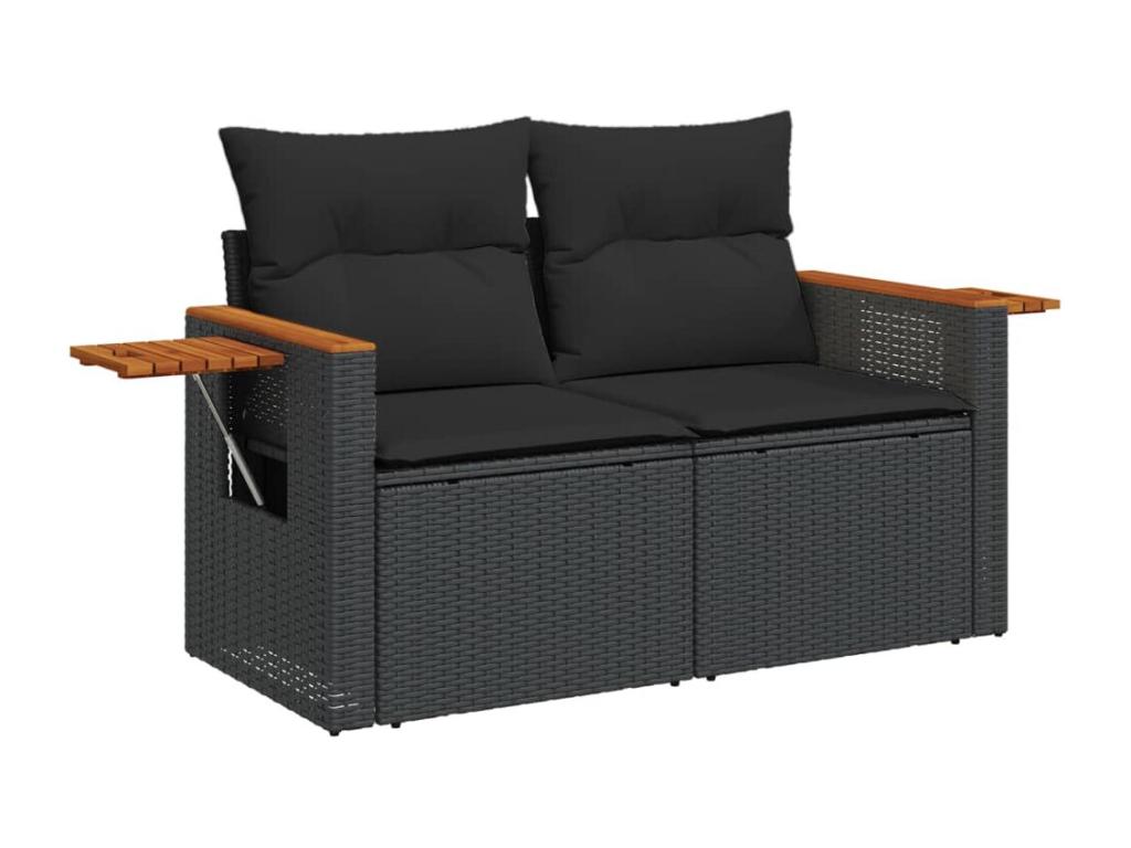 Ensemble de mobilier de jardin en résine tressée noire - dlz1766459215446
