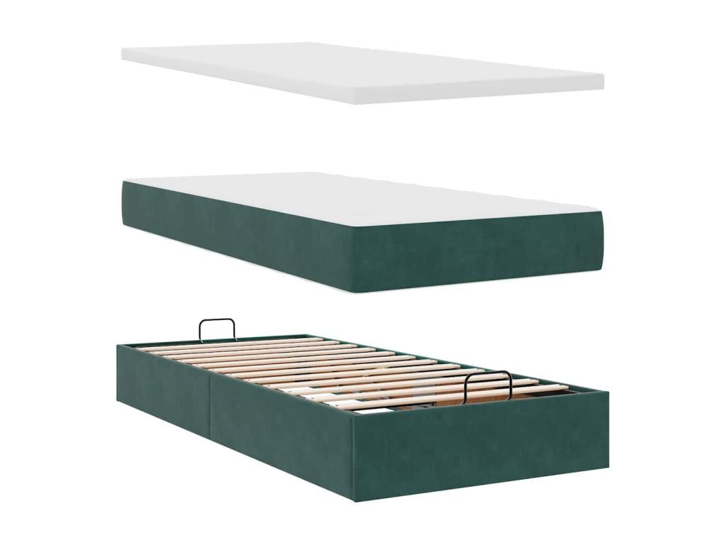 Matelas en velours vert, 90 x 200 cm