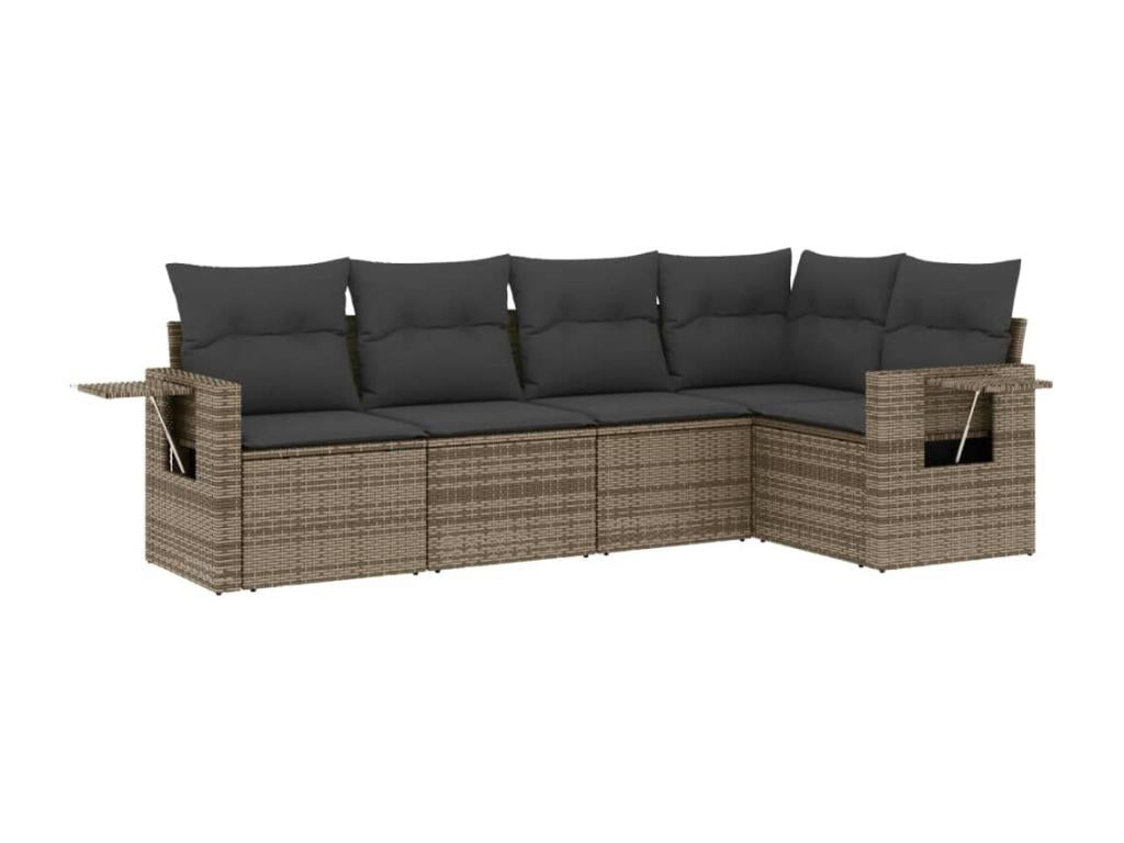 Ensemble de mobilier de jardin en résine tressée grise - dlz1766459877931