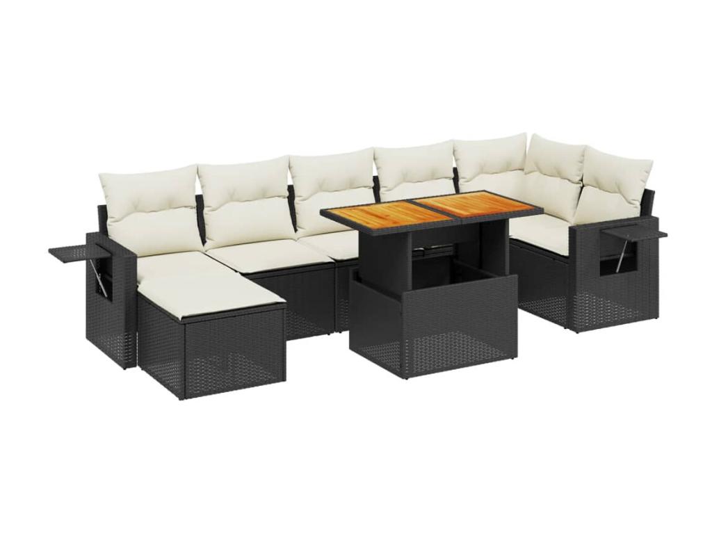 Ensemble de mobilier de jardin en résine tressée noire - dlz1766459878220