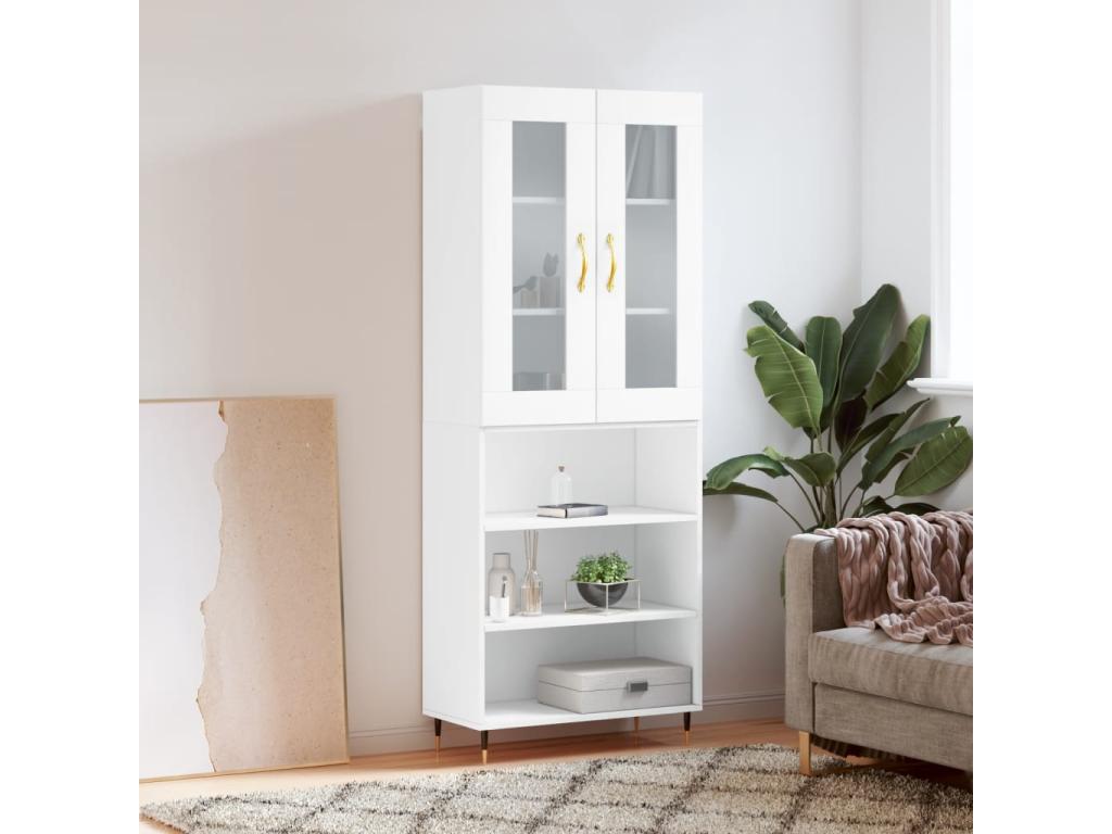 Buffet en bois d'ingénierie blanc, 69,5 x 34 x 180 cm