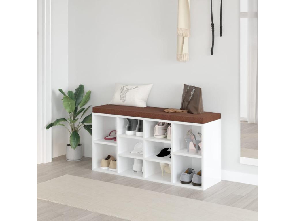 Banc en bois d'ingénierie blanc, 103 x 30 x 48 cm