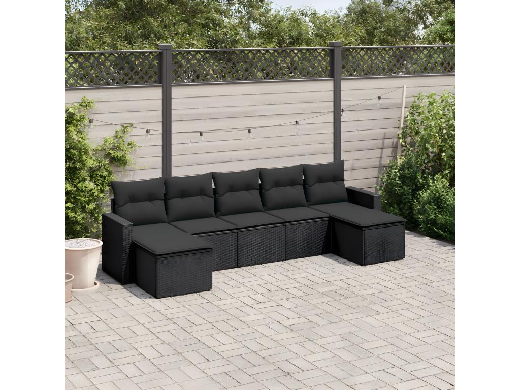 Ensemble de mobilier de jardin en résine tressée noire - dlz1766460114777