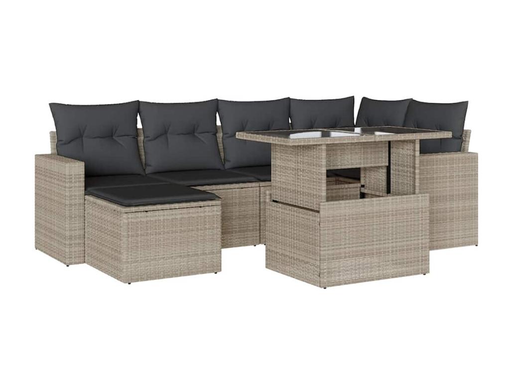 Ensemble de mobilier de jardin en résine tressée grise - dlz1766459437424